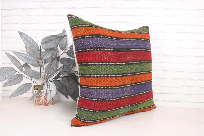 Kilim Pillow, 24x24 Green Pillow Sham, Authentic Cushion Case, Boho Pillow Sham Cover, Pillow Case, Toss Pillow Sham, Turkish Pillow - 3