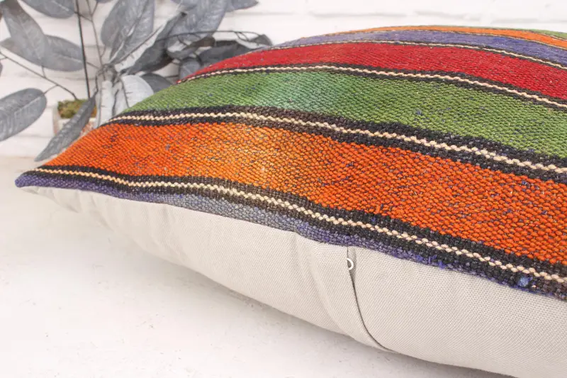 Kilim Pillow, 24x24 Green Pillow Sham, Authentic Cushion Case, Boho Pillow Sham Cover, Pillow Case, Toss Pillow Sham, Turkish Pillow - 7