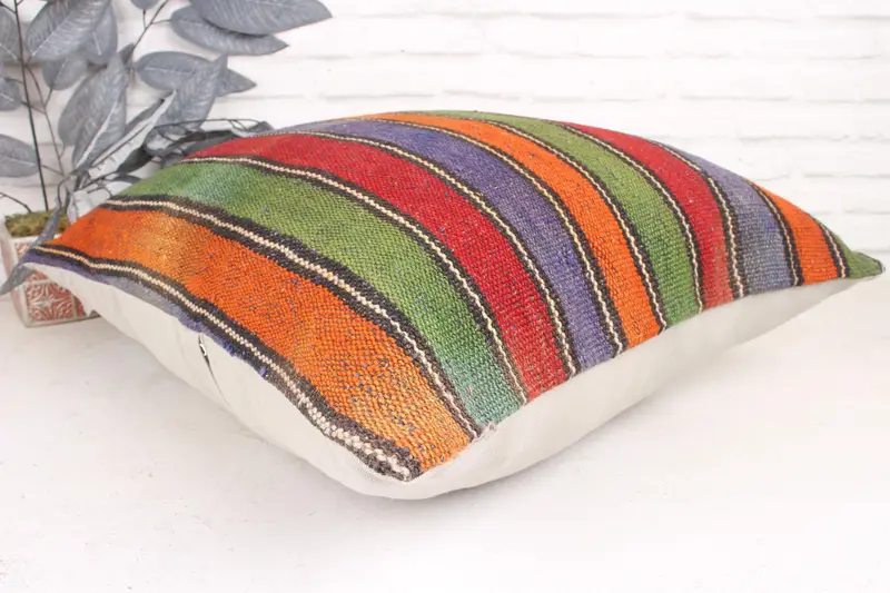 Kilim Pillow, 24x24 Green Pillow Sham, Authentic Cushion Case, Boho Pillow Sham Cover, Pillow Case, Toss Pillow Sham, Turkish Pillow - 6