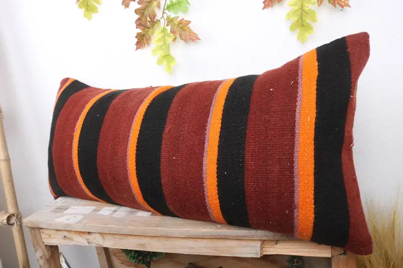 Retro Throw Pillow, 16x36 Red Pillow Sham, Pillow Case, Kilim Pillow, Vintage Kilim Pillow, Colorful Pillow Cover, Boho Pillow Sham Cover - 4