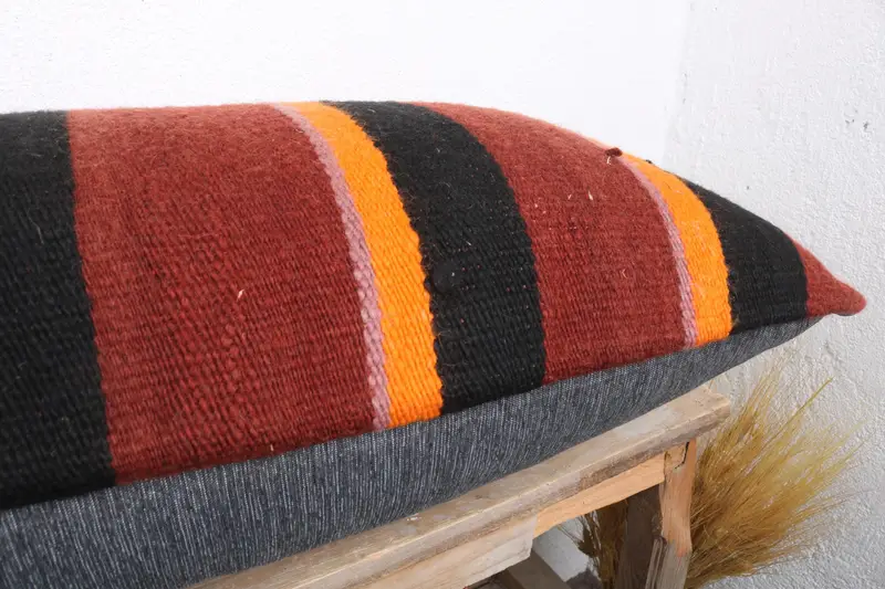 Retro Throw Pillow, 16x36 Red Pillow Sham, Pillow Case, Kilim Pillow, Vintage Kilim Pillow, Colorful Pillow Cover, Boho Pillow Sham Cover - 6