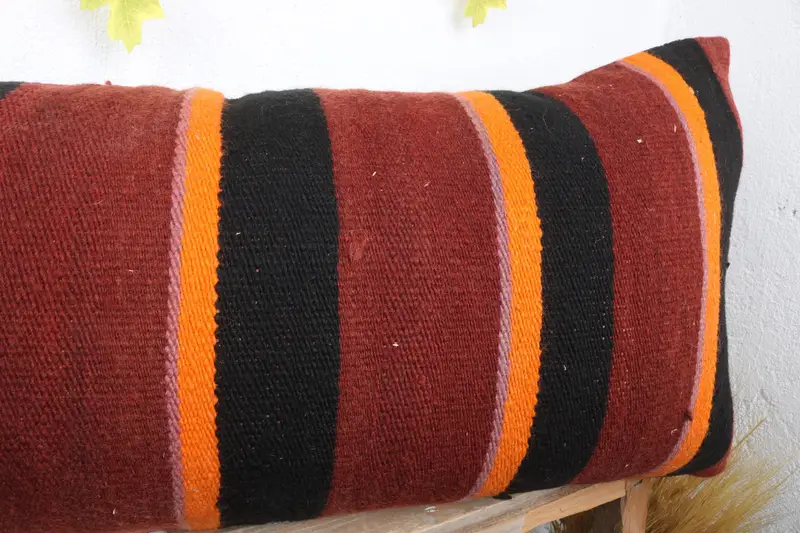 Retro Throw Pillow, 16x36 Red Pillow Sham, Pillow Case, Kilim Pillow, Vintage Kilim Pillow, Colorful Pillow Cover, Boho Pillow Sham Cover - 5
