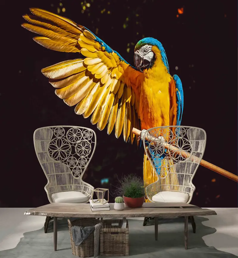 Wallpaper Border, Removable Wall Paper, Paper Crafts, Black and Yellow Wall Paper, Modern Wall Mural, Parrot Wall Paper, Peel and Stick - 7