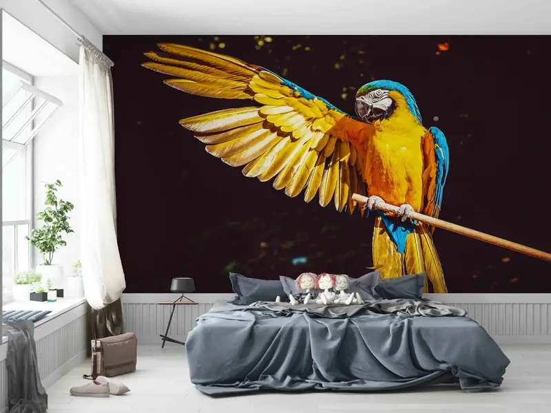 Wallpaper Border, Removable Wall Paper, Paper Crafts, Black and Yellow Wall Paper, Modern Wall Mural, Parrot Wall Paper, Peel and Stick - 10