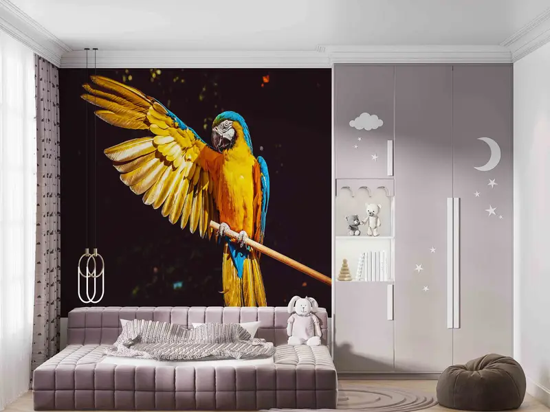 Wallpaper Border, Removable Wall Paper, Paper Crafts, Black and Yellow Wall Paper, Modern Wall Mural, Parrot Wall Paper, Peel and Stick - 9