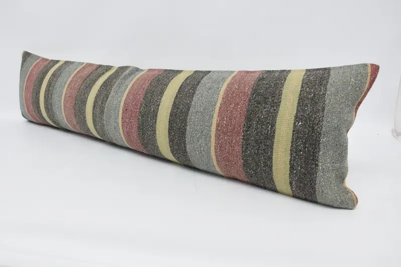Vintage Pillow, Pillow for Couch, Pet Cushion Cover, Tribal Pillow Cover, Cushion, Kilim Rug Pillow Cover, 12x48 Blue Pillow Case, Turkish Pillow - 4