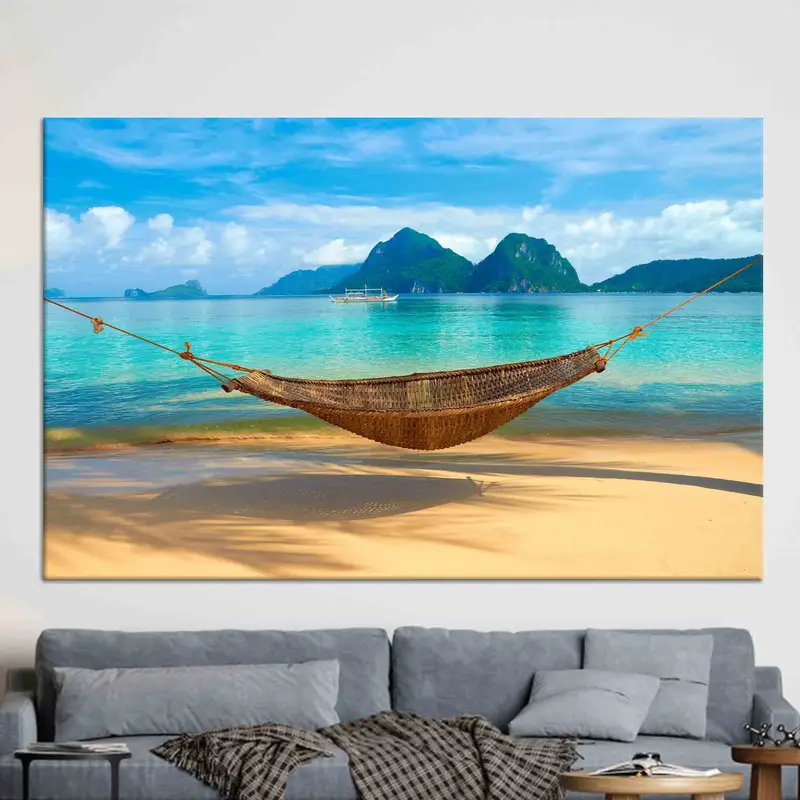 Elegante Leinwand mit Meerblick: Gedruckte Wandkunst mit Strandlandschaft
