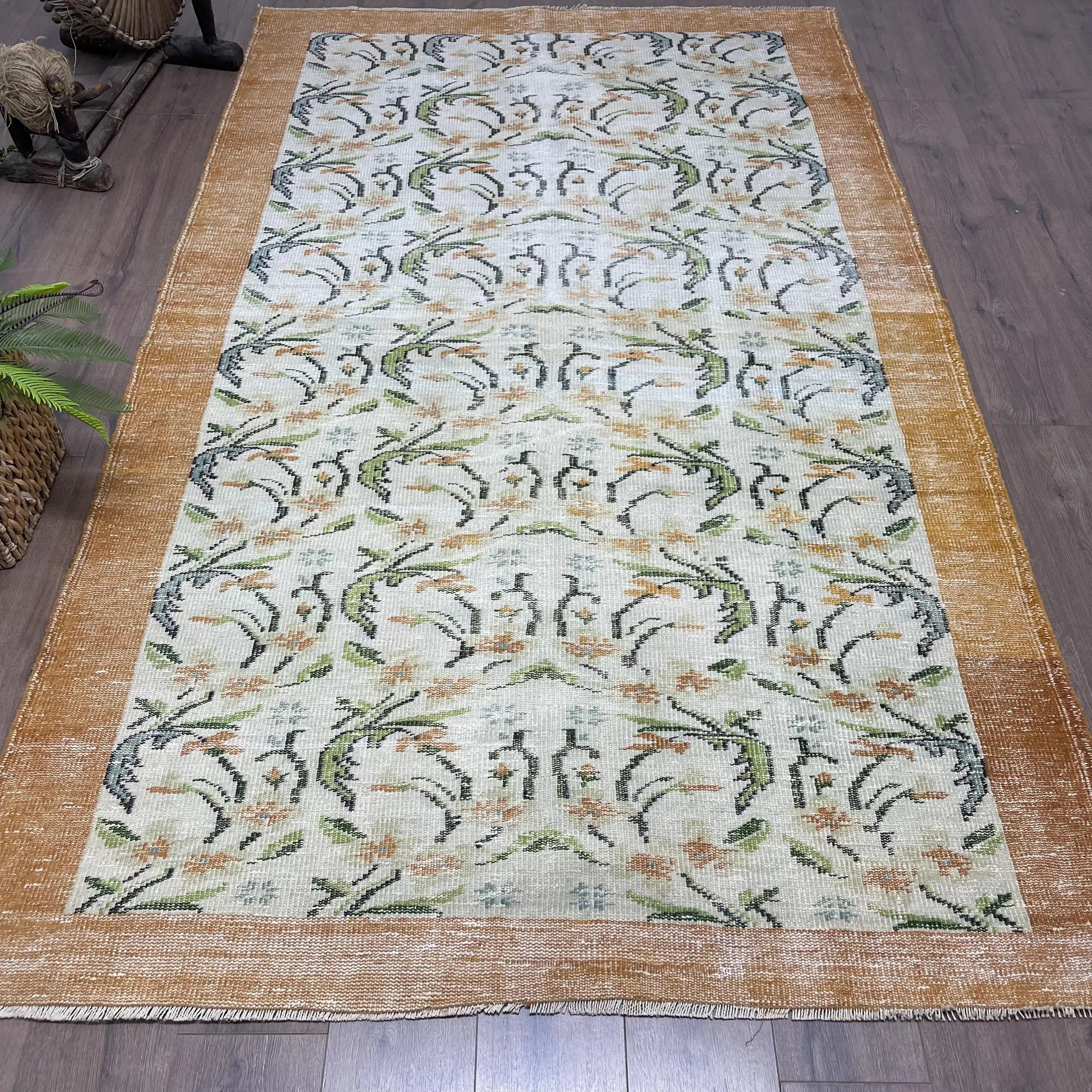 Vintage 5,4x9 ft Teppich, türkischer großer Teppich, brauner Ombré-Teppich - 1