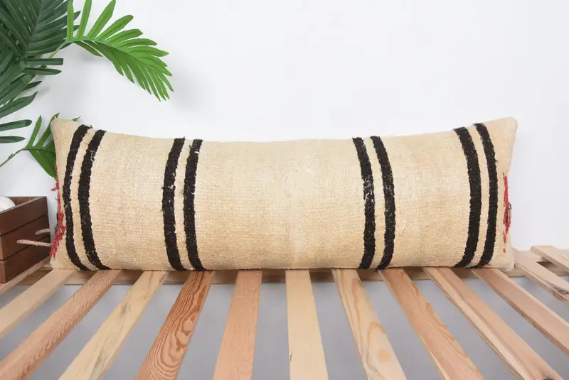 Chair Pillow Case, Bright Cushion Cover, Kilim Pillow, Handmade Kilim Cushion, 12x36 Beige Pillow, Pillow, Gift Pillow - 1