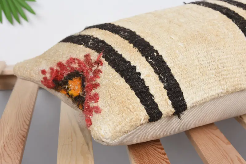 Chair Pillow Case, Bright Cushion Cover, Kilim Pillow, Handmade Kilim Cushion, 12x36 Beige Pillow, Pillow, Gift Pillow - 6