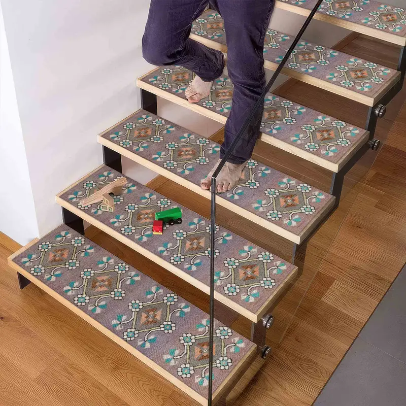 Navajo Etnik Desen Baskılı Merdiven Halısı, Çiftlik Evi Dekoru