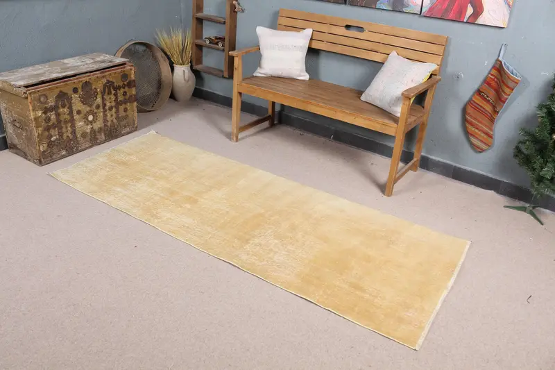 エレガントな2.9x7.5フィートのベージュラグ、花柄&幾何学模様のデザイン