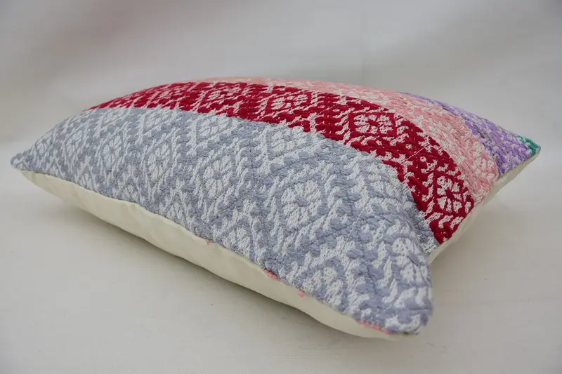 Couch Pillow Sham, Turkish Corner Cushion, Turkish Kilim Pillow, Pillow Cover, 16x24 Red Cushion, Ethnical Kilim Rug Pillow, Vintage Pillow - 6
