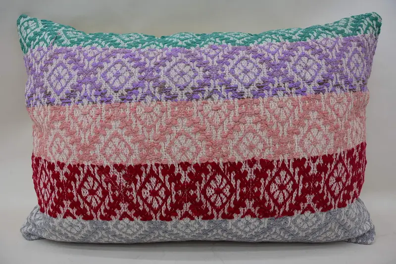 Couch Pillow Sham, Turkish Corner Cushion, Turkish Kilim Pillow, Pillow Cover, 16x24 Red Cushion, Ethnical Kilim Rug Pillow, Vintage Pillow - 4