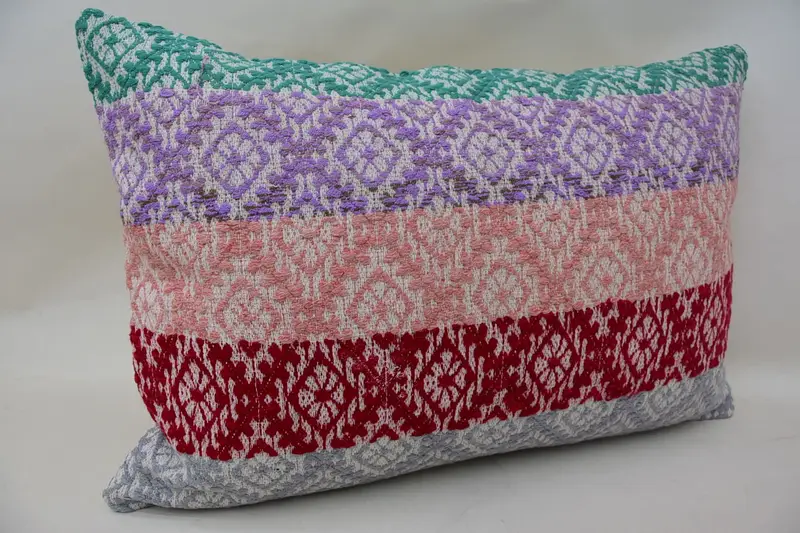 Couch Pillow Sham, Turkish Corner Cushion, Turkish Kilim Pillow, Pillow Cover, 16x24 Red Cushion, Ethnical Kilim Rug Pillow, Vintage Pillow - 2
