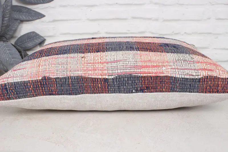 Turkish Pillow, Ethnical Kilim Rug Pillow, Pillow for Sofa, Vintage Kilim Pillow Cushion Cover, Cushion Cover, 16x24 Beige Pillow Sham - 5