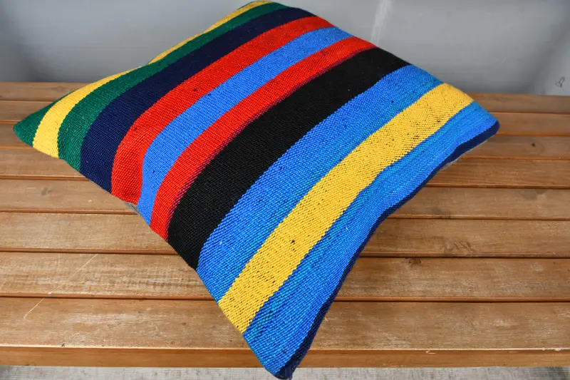 Gift Pillow, Handmade Kilim Cushion, 18x18 Blue Cushion Case, Pillow for Couch, Cushion Cover, Hippie Throw Cushion, Boho Throw Pillow Sham - 2
