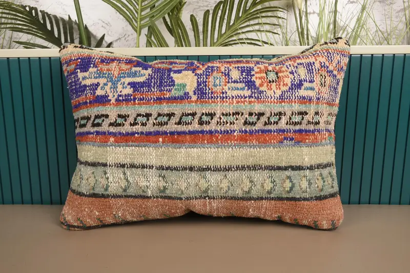 Blue Throw Pillow Case, Woven 40x60 cm Cushion Case, Gift Euro Sham - 1