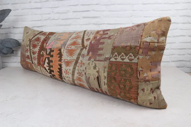 Cushion, Interior Designer Pillow, Comfy Throw Pillow Case, 16x48 Red Cushion, Turkish Pillow, Vintage Pillow, Handmade Rug Seat Pillow Sham - 5