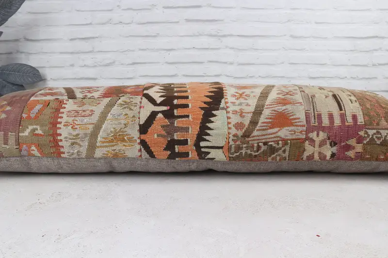 Cushion, Interior Designer Pillow, Comfy Throw Pillow Case, 16x48 Red Cushion, Turkish Pillow, Vintage Pillow, Handmade Rug Seat Pillow Sham - 6