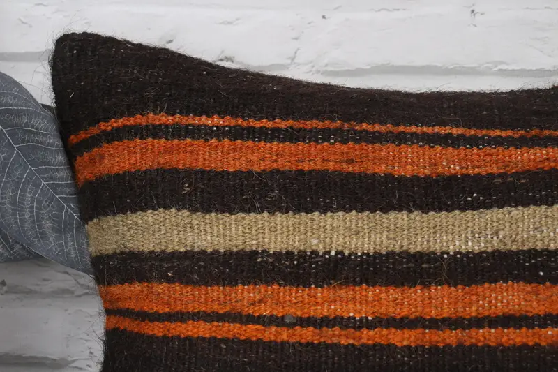 Pillow Cover, Throw Kilim Pillow, Turkish Rugs Cushion Cover, Vintage Kilim Pillow, Interior Designer Pillow, 18x18 Brown Pillow Cover - 2
