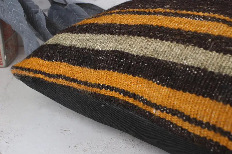 Pillow Cover, Throw Kilim Pillow, Turkish Rugs Cushion Cover, Vintage Kilim Pillow, Interior Designer Pillow, 18x18 Brown Pillow Cover - 6
