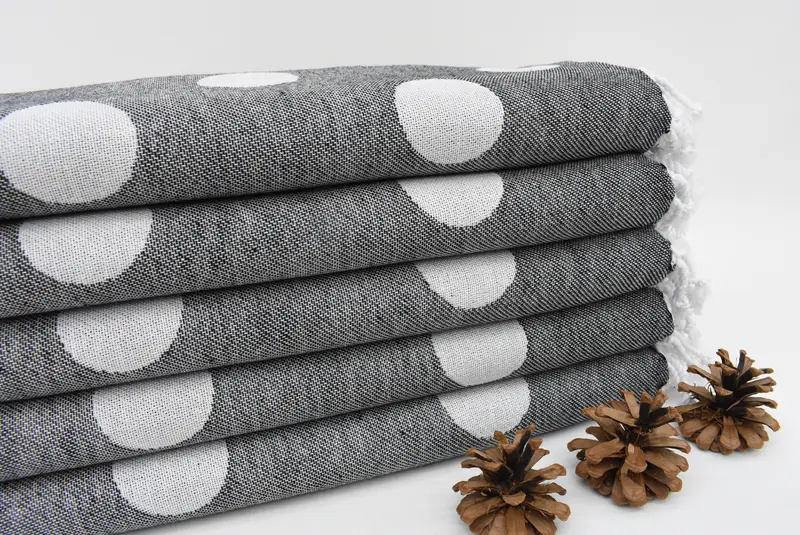 Organic Towel, 70x40 Cotton Polka Dot Towel, Turkish hand towel, Turkish Towel Set, Quick-dry towel, Valentines Day Gift, Personalized Gifts - 3