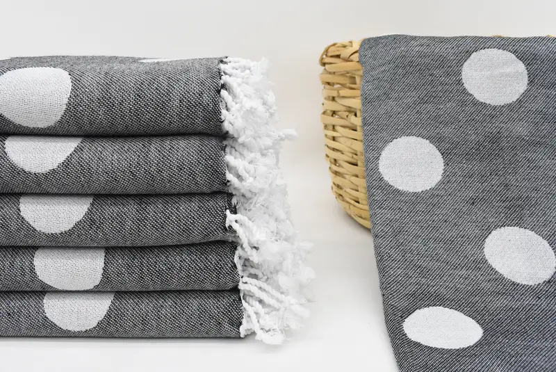 Organic Towel, 70x40 Cotton Polka Dot Towel, Turkish hand towel, Turkish Towel Set, Quick-dry towel, Valentines Day Gift, Personalized Gifts - 2
