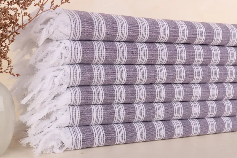 Personalisiertes lila gestreiftes Handtuch, 40x71 Zoll, türkische Bio-Baumwolle