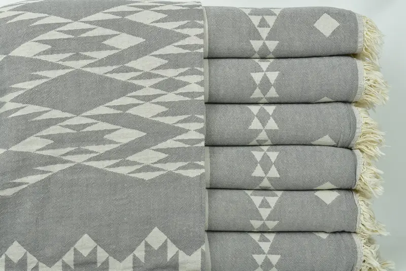 Bridesmaid Gifts, 70x60 Cotton Geometric Towel, Gift For The Home, Bridal Shower Gift, First Wedding Anniversary Gift, Boho Throw Blankets - 2