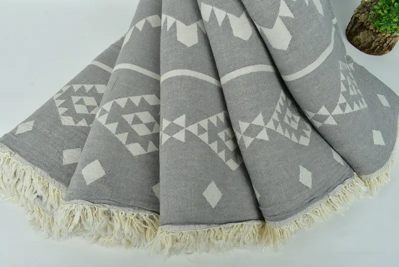 Bridesmaid Gifts, 70x60 Cotton Geometric Towel, Gift For The Home, Bridal Shower Gift, First Wedding Anniversary Gift, Boho Throw Blankets - 5