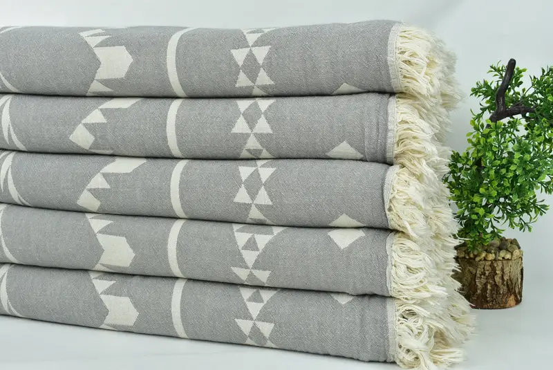 Bridesmaid Gifts, 70x60 Cotton Geometric Towel, Gift For The Home, Bridal Shower Gift, First Wedding Anniversary Gift, Boho Throw Blankets - 4