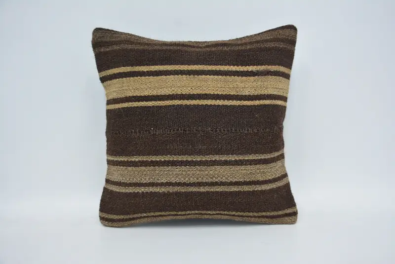 Vintage Pillow, Personalized Gift Pillow Cushion Cover, Cushion, 14x14 Brown Pillow, Handmade Kilim Cushion, Pillow for Couch - 1