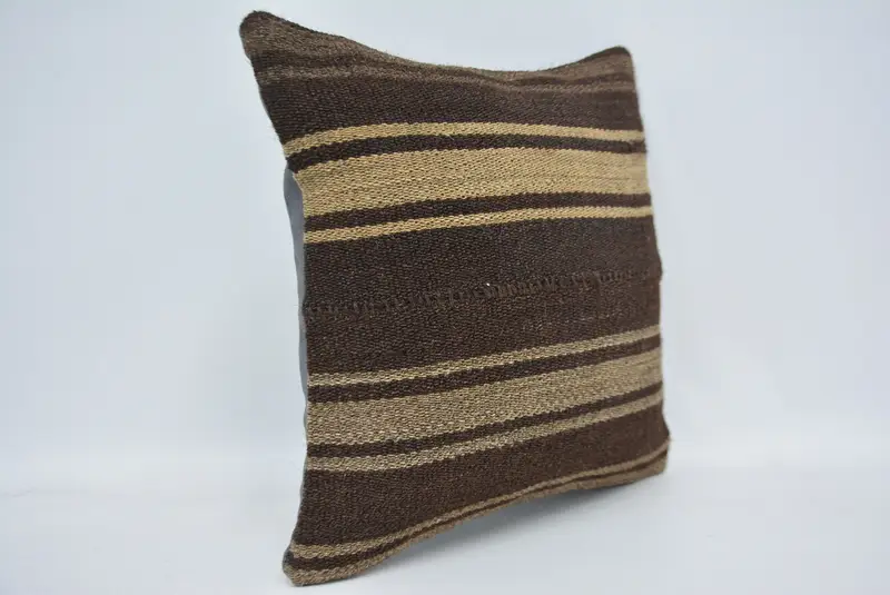 Vintage Pillow, Personalized Gift Pillow Cushion Cover, Cushion, 14x14 Brown Pillow, Handmade Kilim Cushion, Pillow for Couch - 3