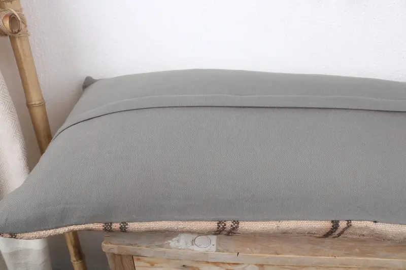 16x48 Beige Pillow Sham, Vintage Pillow, Cushion Cover, Ethnic Cushion Cover, Pillow for Couch, Square Throw Pillow Case, Handmade Kilim Cushion - 6