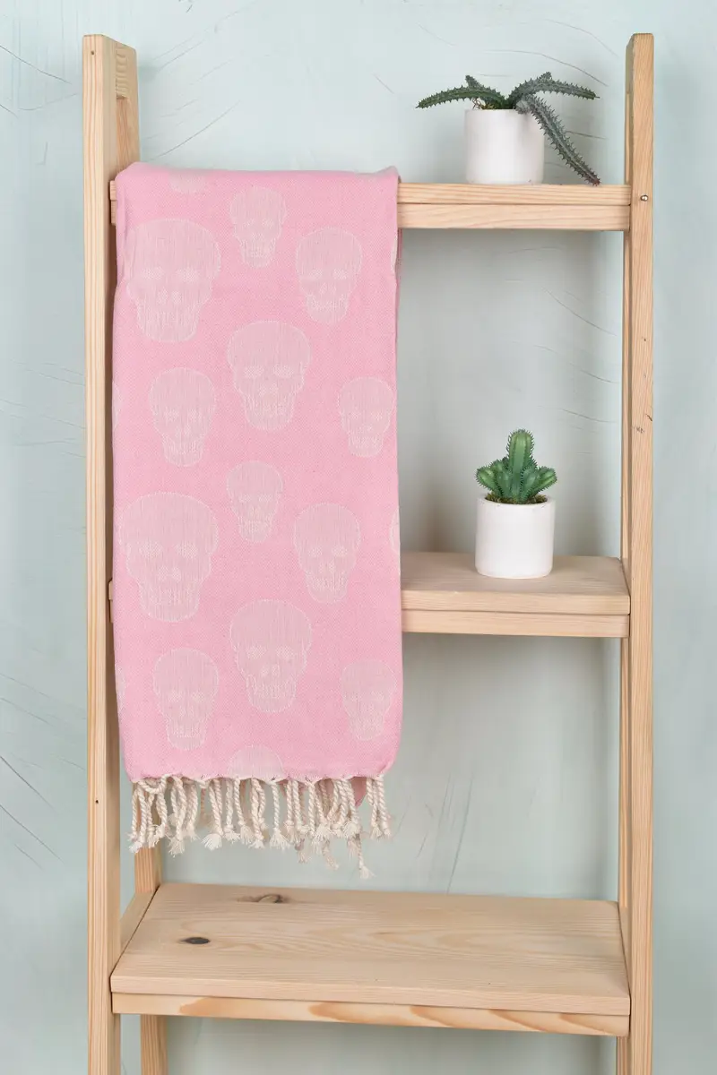 68x36 Cotton Skull Patterned Towel, Organic towel, Lightweight Turkish towel, Embroidered Towel, Bridal Gifts, Large Beach Towel Personalized - 8