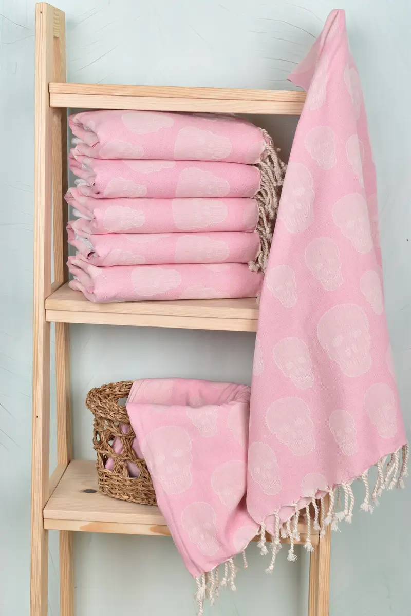 68x36 Cotton Skull Patterned Towel, Organic towel, Lightweight Turkish towel, Embroidered Towel, Bridal Gifts, Large Beach Towel Personalized - 3