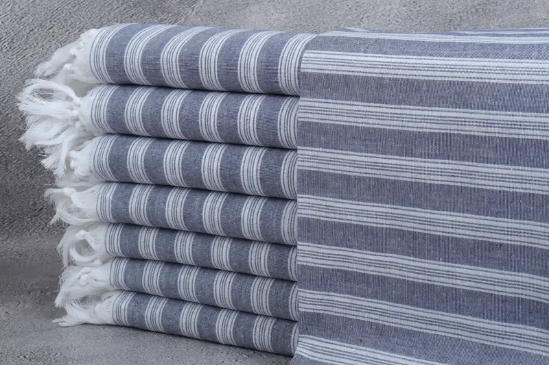 パーソナライズされたトルコビーチタオル、ネイビーストライプ、40x71インチ