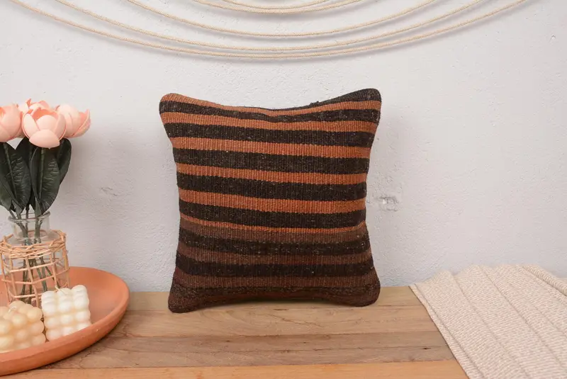 Interior Designer Pillow, Anatolian Pillow Case, Pillow for Sofa, Boho Pillow Sham Cover, Cushion Case, 14x14 Brown Pillow Cover, Farmhouse Pillow - 2