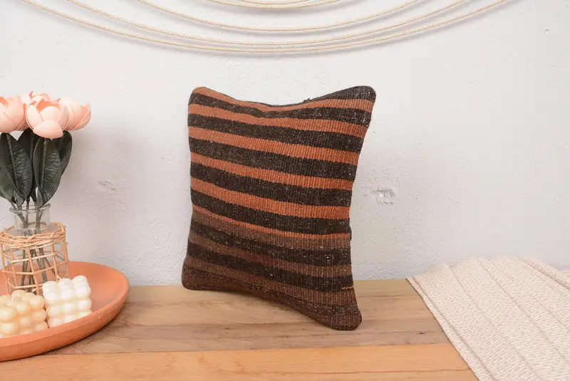 Interior Designer Pillow, Anatolian Pillow Case, Pillow for Sofa, Boho Pillow Sham Cover, Cushion Case, 14x14 Brown Pillow Cover, Farmhouse Pillow - 4