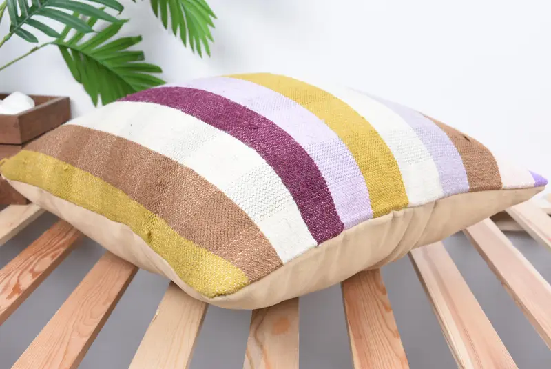 Ethnical Kilim Rug Pillow, Decorative Pillow Case, Cushion Case, 18x18 White Pillow, Pillow for Couch, Kilim Pillow Cover - 6
