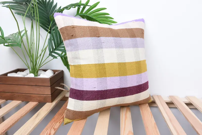 Ethnical Kilim Rug Pillow, Decorative Pillow Case, Cushion Case, 18x18 White Pillow, Pillow for Couch, Kilim Pillow Cover - 4