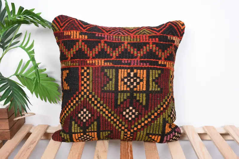 Interior Designer Pillow, Neutral Throw Cushion Cover, Cushion Cover, Antique Pillows, 20x20 Red Pillow Cover, Pillow for Couch - 1