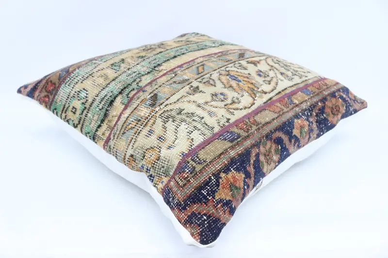 Outdoor Bolster Pillow Sham, Turkish Kilim Pillow, Kilim Pillow, 28x28 Beige Pillow Case, Pillow Case, Kilim Pillow Cover - 6