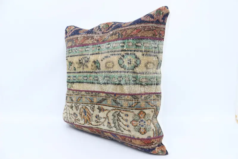 Outdoor Bolster Pillow Sham, Turkish Kilim Pillow, Kilim Pillow, 28x28 Beige Pillow Case, Pillow Case, Kilim Pillow Cover - 4