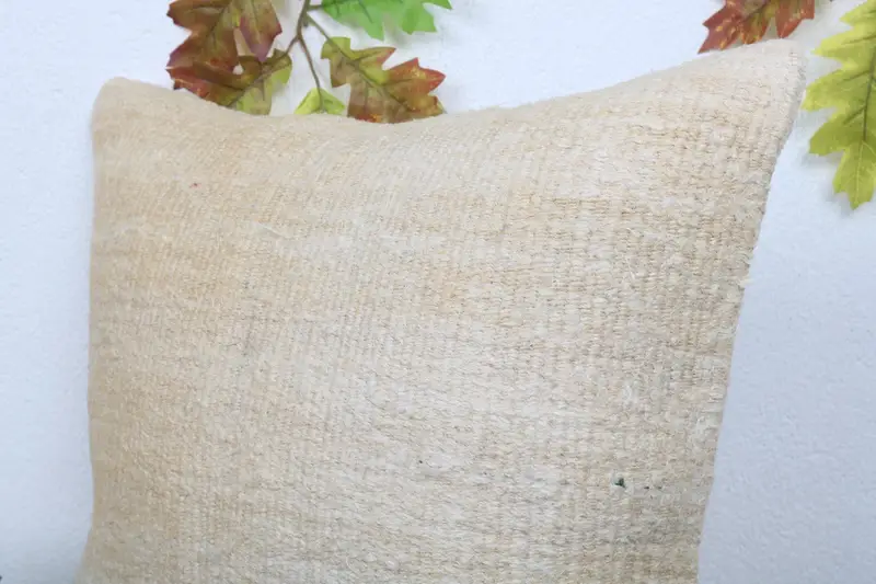 Sofa Pillow, 18x18 Beige Cushion, Custom Cushion Case, Antique Pillows, Pillow Cover, Boho Pillow Sham Cover, Handmade Kilim Cushion - 5