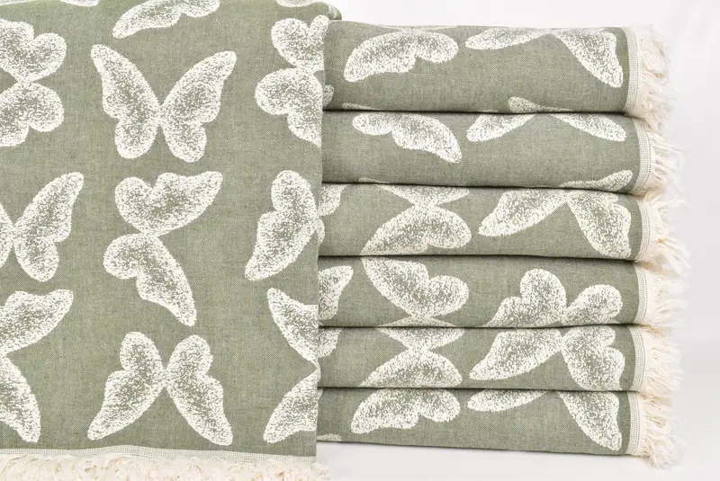 Woven Blanket, 96x80 Cotton Butterfly Pattern Towel, Custom Blanket, Bridal Shower Favors, Wedding Gift Customized Blanket, Throw Blanket Couch - 2