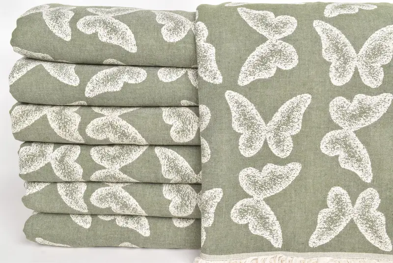 Woven Blanket, 96x80 Cotton Butterfly Pattern Towel, Custom Blanket, Bridal Shower Favors, Wedding Gift Customized Blanket, Throw Blanket Couch - 3