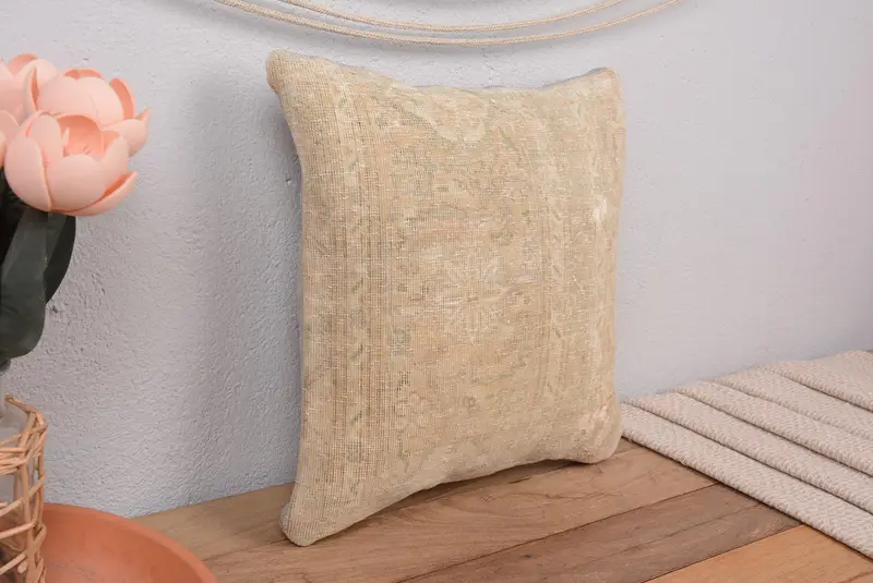 Almohada de lanzamiento del suroeste bordada, cojín beige vintage con cremallera
