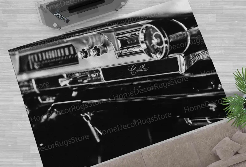 Eleganter bedruckter Teppich mit antikem Autodesign – klassisches Dekor